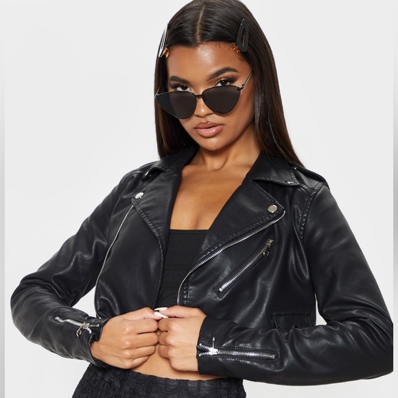 Cropped Faux Leather Jacket - Picture 4 of 14